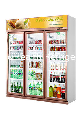 Disesuaikan 1 2 3 Chiller Pintu Kaca Untuk Menampilkan Kulkas Komersial Tanpa Kabut Minuman Dingin