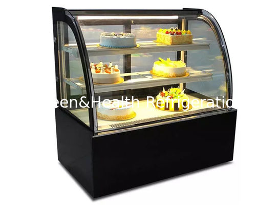 Pintu Glss Melengkung Dibangun Di Showcase Display Kawat Pemanas Bakery Dengan Basis Stainless Steel Marmer