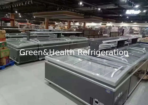 Static Cooling Island Chest Freezer Peralatan Kulkas Komersial Untuk Es Krim