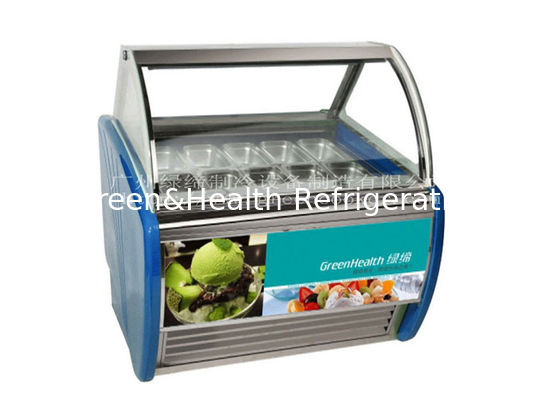 Komersial Double Row Gelato Display Freezer Ice Cream Display Cooler