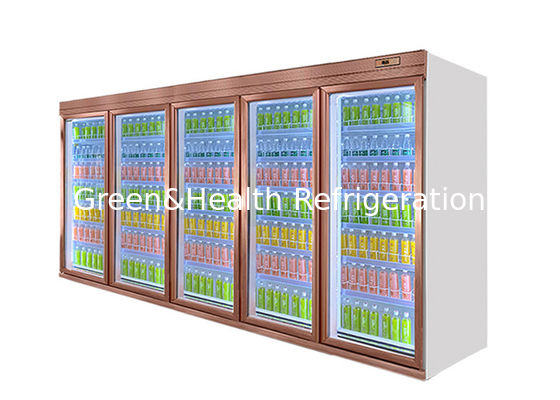 2250L Remote Pintu Kaca Minuman Kulkas Showcase Champagne White