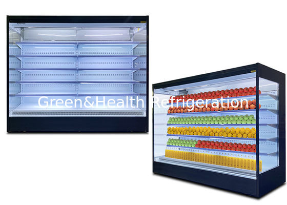 Tabung Tembaga yang Efisien Aluminium Fin Multideck Open Chiller Pencairan Otomatis