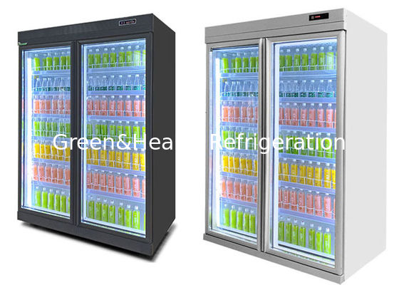 1463L Komersial Display Freezer Peralatan Supermarket 2 Pintu Kaca Untuk Minuman Deli