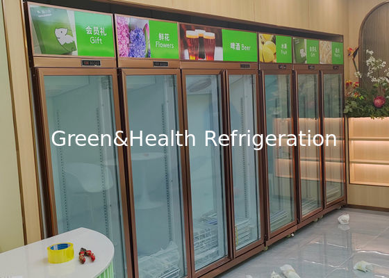 Supermarket Kaca Pintu Tampilan Tegak Kulkas Minuman Kulkas 452L