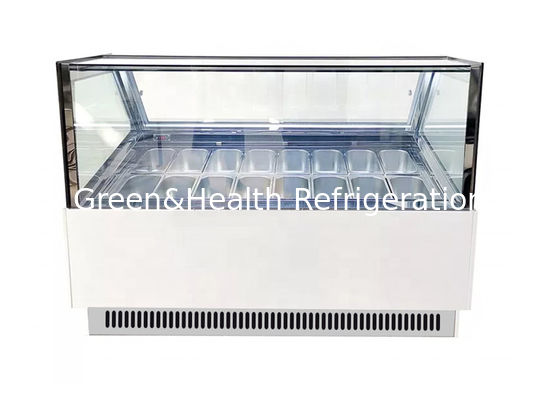 Warna Putih Gelato Patisserie Ice Cream Display Freezer 16 18 Pans