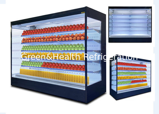 2700W Multideck Open Chiller Supermarket Display Pendinginan Pendinginan Kue Showcase