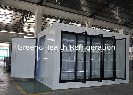 Supermarket Kulkas Ruang penyimpanan dingin Dengan pintu kaca 8500L Walk In Cooler Blast Freezer