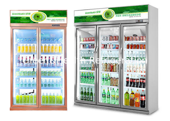 Komersial tegak dingin bir Double Glass Pintu Cold Coke Display Kulkas