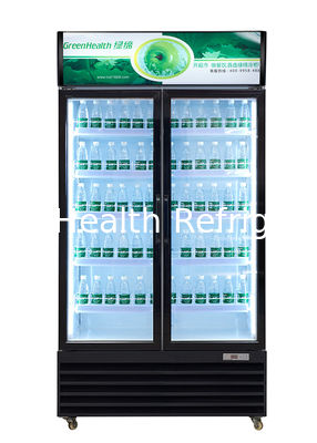 R134a Komersial display Freezer Hitam stainless steel kaca Pintu geser kulkas