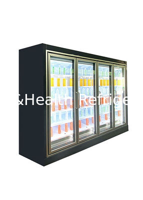 Remote Plug-In Multideck Open Beverage Display Chiller dengan R404A Refrigerant dan Double Air Curtain untuk pendingin komersial 2 ~ 8 °C