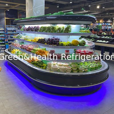 Supermarket Komersial Multideck Round Island Open Chiller Peralatan pendingin