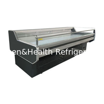 Glass Curved Dingin Fresh Meat Display Freezer Showcase Untuk Tukang Daging