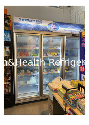 Pintu kaca komersial vertikal Freezer Display Liquor 953L