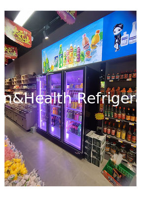 880L Supermarket Kaca Pintu Multideck Chiller Minuman Display Kulkas