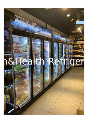 444L Komersial Display Freezer Multi Kaca Pintu Kulkas Multifungsi
