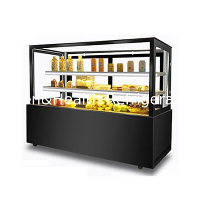 1.5m Black Color Cake Showcase Bakery Display Restaurant Chiller Kue Marmer