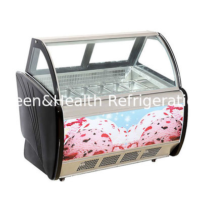 12 Pans Warna abu-abu Gelato Italia Display Freezer Untuk toko es krim