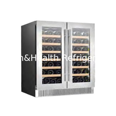 Sertifikat ETL 110V/60Hz Pintu Kaca Ganda Kabinet Wine Cooler Dengan R600 Refrigerant