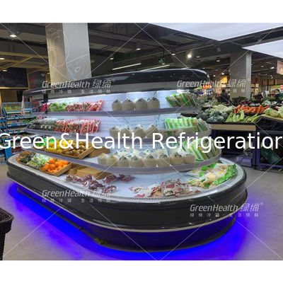 Custom Island merchandise display Kabinet Bulat Multideck Open Chiller