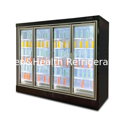 Pengeringan Kipas angin Otomatis Musim semi Kembali Pintu Kaca tegak Freezer Merchandiser Kulkas