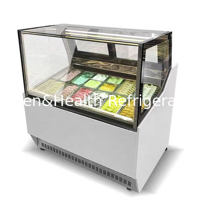 Frost Free Countertop Glass Ice Cream Showcase Dengan Pintu Geser Belakang
