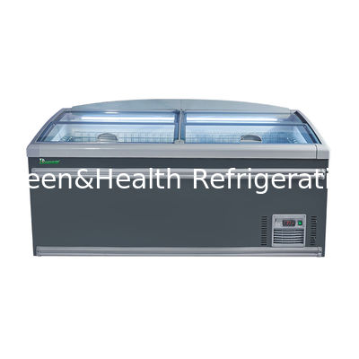 2 Pintu Pulau Komersial Freezer dengan R290 Refrigerant Interior Lampu 1040L