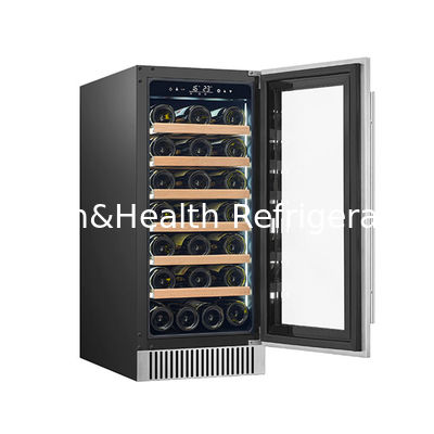 Sertifikat ETL 60 Botol Dual Zone Electric Wine Cooler Dengan Rak Kayu Hitam