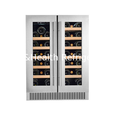 Sertifikat ETL LD-60D Hitam Dual Zone Wine Display Cooler Dengan Kontrol Suhu Elektronik
