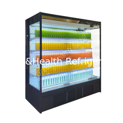 LED Supermarket Display Chiller Dengan 4 Rak Dan 5 Area Tampilan