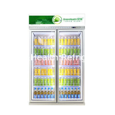 Supermarket minuman ringan tampilan Chiller freezer vertikal kulkas komersial