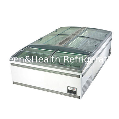 Flexible Display Type Glass Door Auto Defrostr Supermarket Pulau Freezer