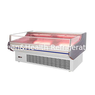 LED Light Top Open Meat Display Freezer dengan interior stainless steel