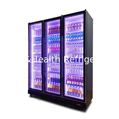 Blue Light 5 Lapisan R134a vertikal Glass Door Beverage Chiller