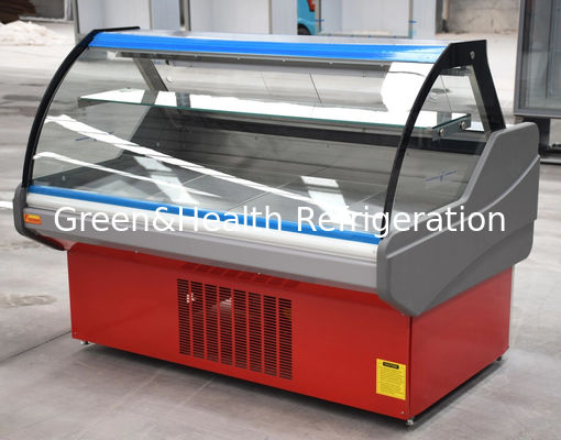 Kaca melengkung Deli Meat Display kulkas Red Meat Service Case