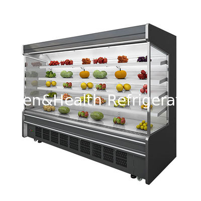 Buah-buahan segar terlihat Ritel terbuka Multideck Display Chiller Dengan lampu led