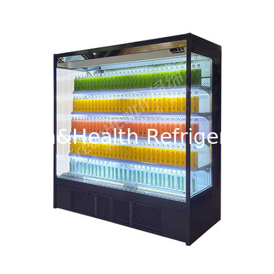 LED Open Front Display Kulkas Multideck Chiller Dengan Tirai Malam