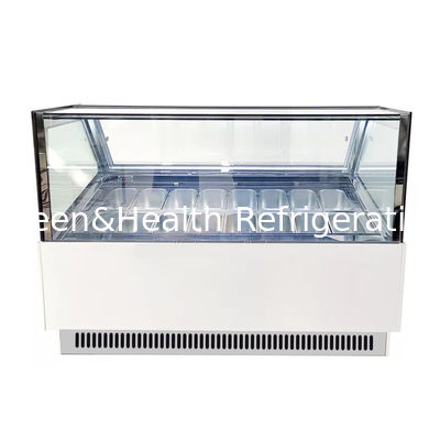 Desain bebas es -16-22C Tempered Glass Ice Cream Display Freezer