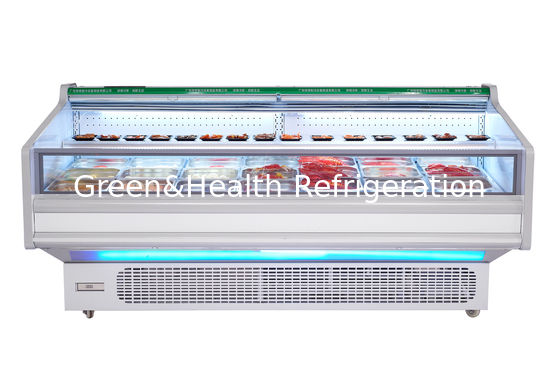 Freezer Tampilan Terbuka Horisontal Stainless Steel 800L untuk Freezer Komersial Pendingin Daging