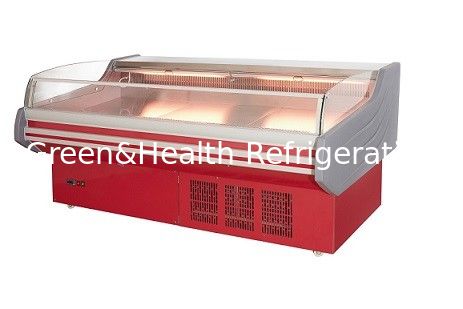 500L Deli Display Kulkas / Daging Ikan Open Top Display Cooler Dengan Tirai Udara