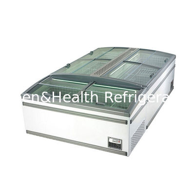 CE ROHS Komersial Display Freezer Supermarket Pintu Kaca melengkung Kulkas