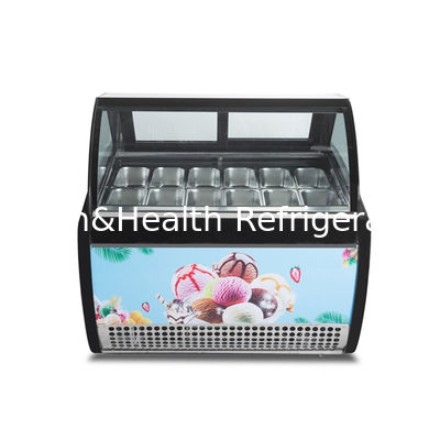 12 Rasa Double Row Stainless Steel Pans Ice Cream Display Freezer