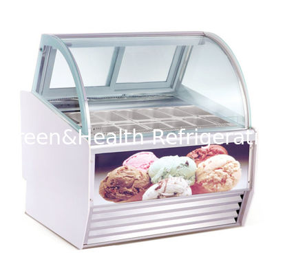Toko Es Krim Scoop Ice Cream Display Freezer Gelato Freezer Dengan Kaca melengkung