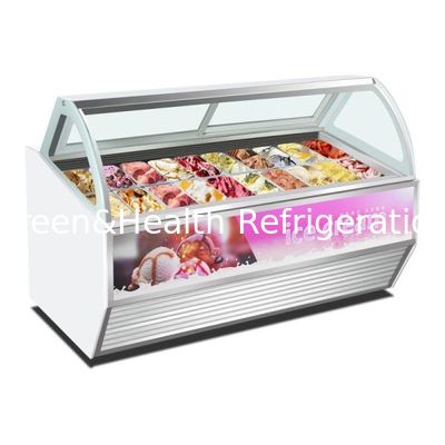 Peralatan toko es krim Gelato Es krim display Freezer dengan 10 sampai 22 GN panci