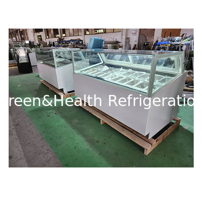 Kaca melengkung/sudut kanan Pemandangan es krim stainless steel kulkas