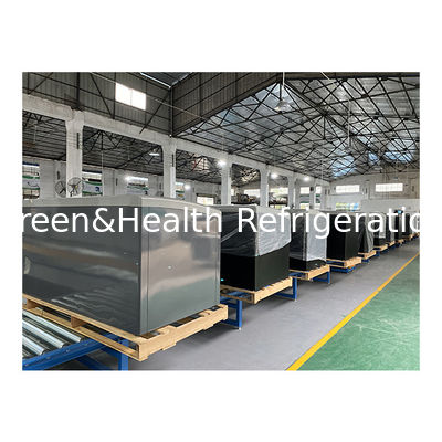 Pabrik penjualan langsung Semi terbuka Pintu geser Kaca stainless steel Barang beku Penyimpanan Pulau Lemari Freezer