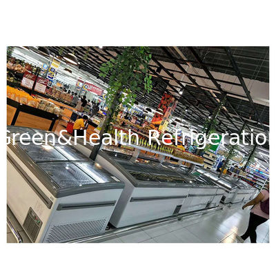 Komersial beku horisontal / Meatball Storage Display Island Kabinet Freezer