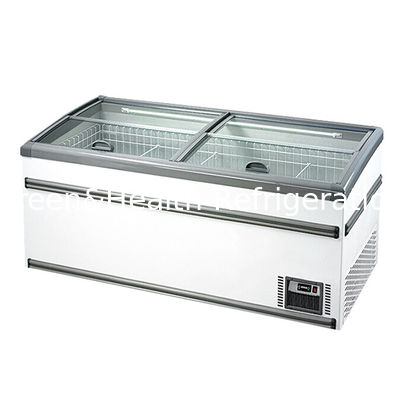 Lemari Pendingin Pulau untuk Produk Beku Supermarket Putih / Abu-abu / Pangsit Beras-Daging / Lemari Pendingin Pulau untuk Penyimpanan Ikan Beku