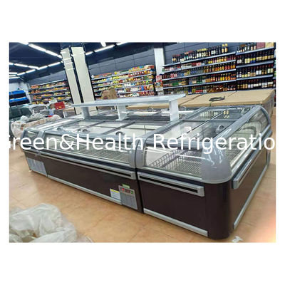 Makanan beku/Ikan beku/Tembok penyimpanan Meatball Display Gabungan Island Cabinet Freezer
