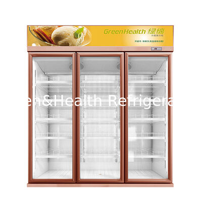Komersial Tiga Pintu Kaca Ekonomi Minuman Pendinginan Display Freezer