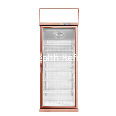 Champagne Color Luxury Beverage Display Freezer dengan Defrost Otomatis dan Volume 457L untuk penggunaan komersial
